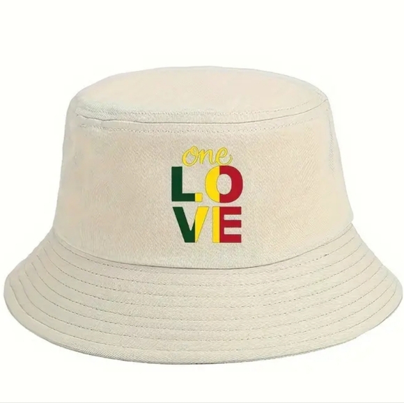 NWT - "One Love" Cream Bucket Hat  22" - Picture 1 of 5